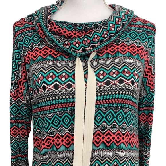 ULTRA FLIRT / Cool Pattern Cowl Neck Shirt / Medium - Picture 2 of 8